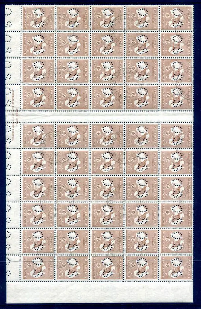 1929/30 6d pale chestnut, SMW perfined "OS" in ... Image 1++