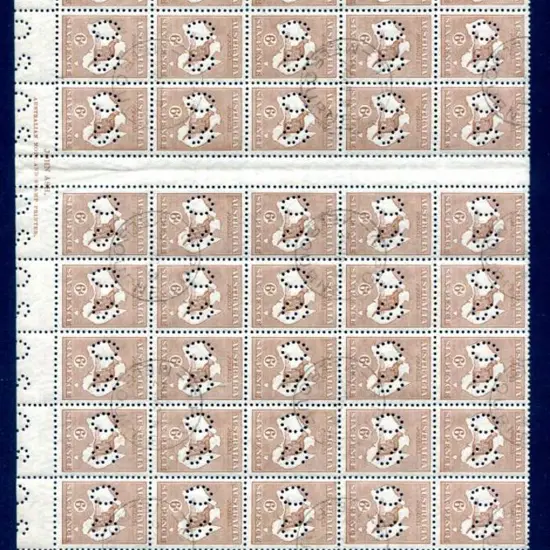 1929/30 6d pale chestnut, SMW perfined "OS" in ...