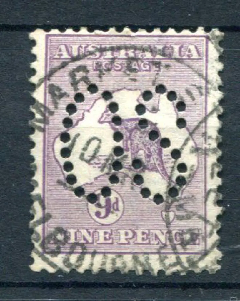 1913 9d violet, 1st wmk perfined large "OS" with ... Image 1++