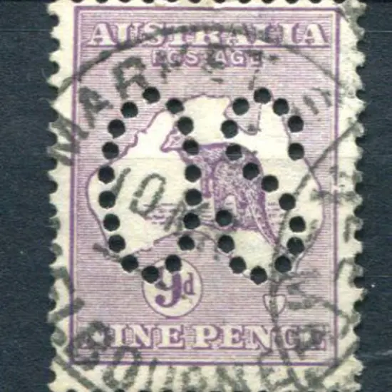 1913 9d violet, 1st wmk perfined large "OS" with ...