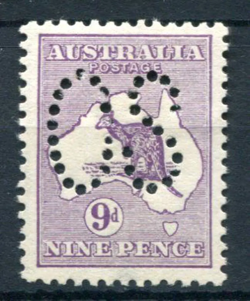 1913 9d violet, 1st wmk perfined large "OS". MVLH ... Image 1++