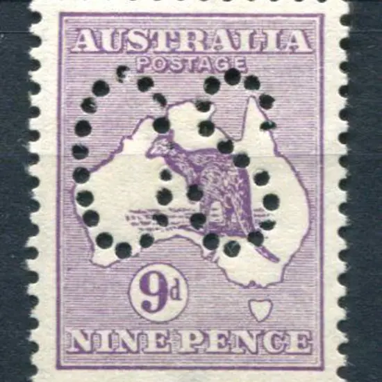 1913 9d violet, 1st wmk perfined large "OS". MVLH ...