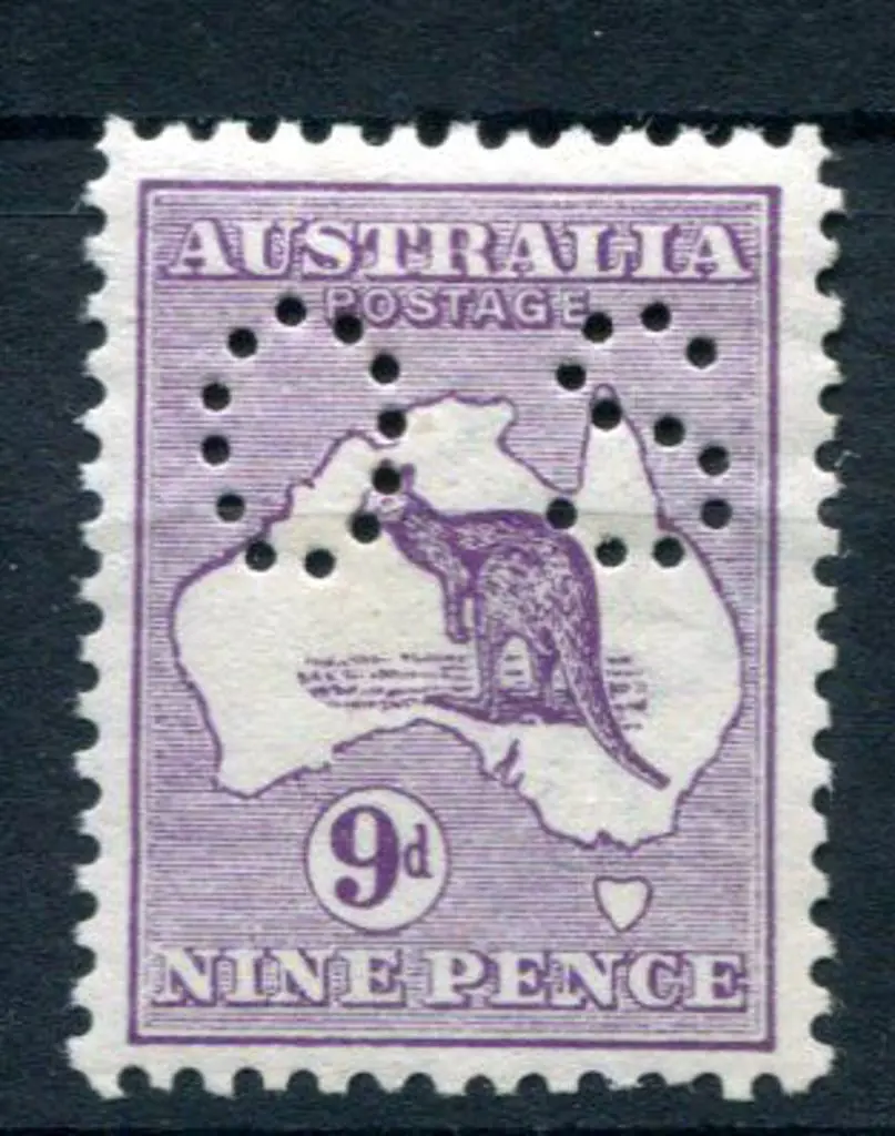 1913 9d violet, 1st wmk perfined small "OS". ... Image 1++