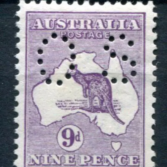 1913 9d violet, 1st wmk perfined small "OS". ...