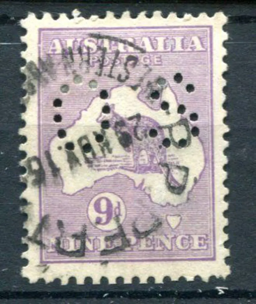 1915 9d violet, 2nd wmk perfined "OS". Fine used ... Image 1++