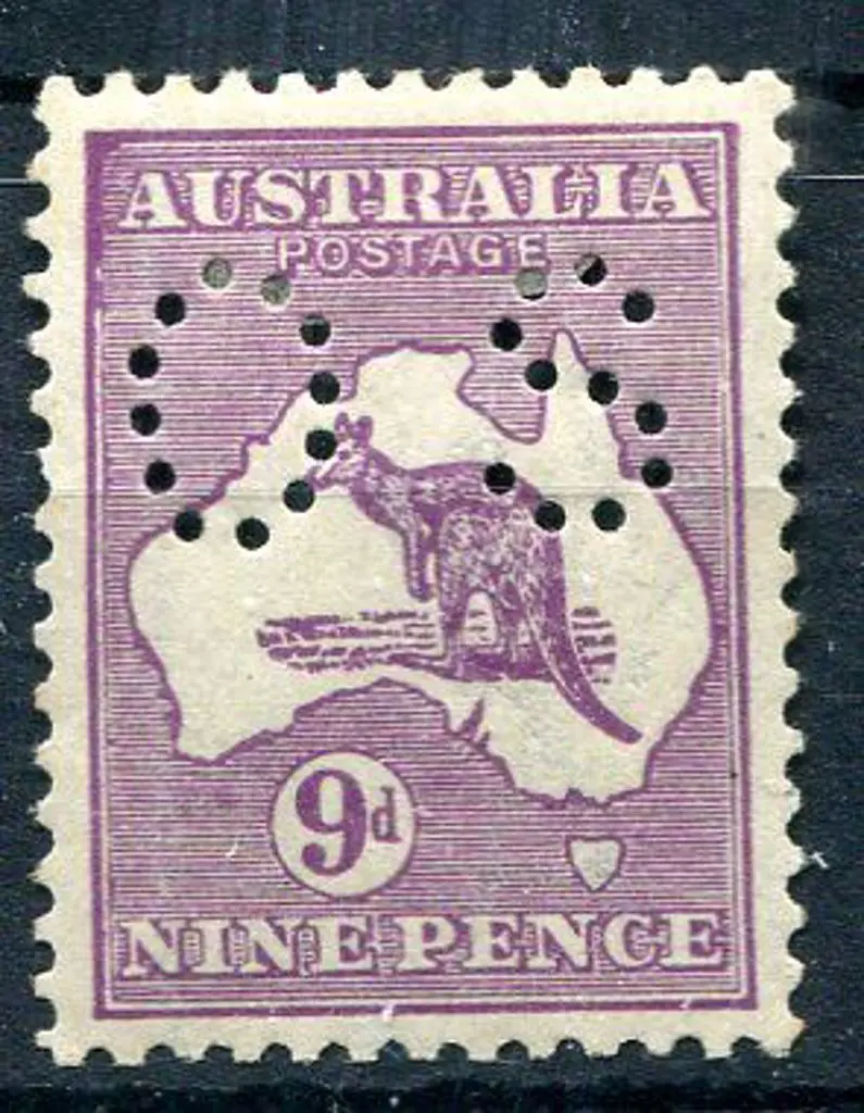 1915/28 9d violet, 3rd wmk, Die II perfined "OS". ... Image 1++