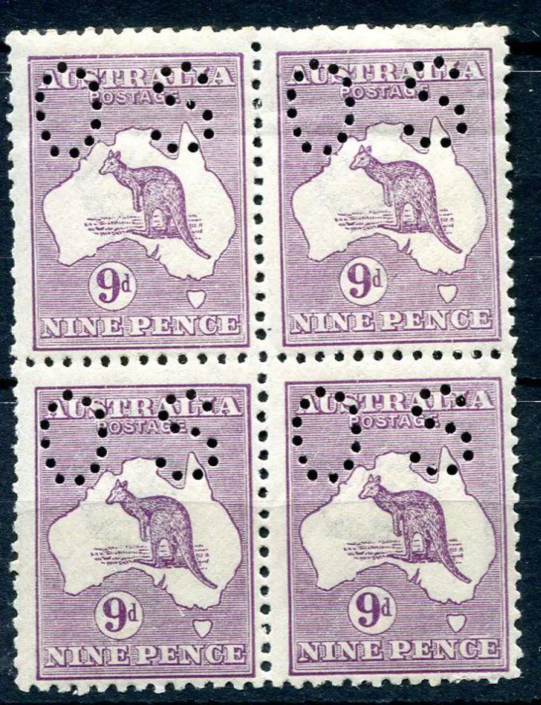 1915/28 9d red-violet, Die IIB perfined "OS". ... Image 1++