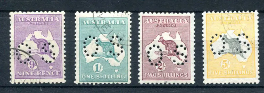 1929/30 9d violet (centred high) (ACSC 28Awb), 1/- ... Image 1++