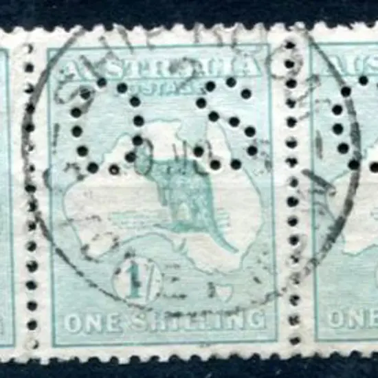 1913 1/- pale blue-green, 1st wmk horiz strip of 5 ...