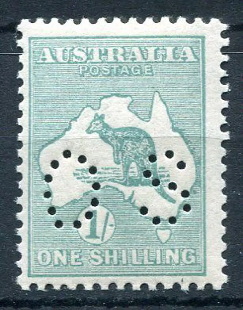 1915/28 1/- blue-green, 3rd wmk, Die II perfined ... Image 1++