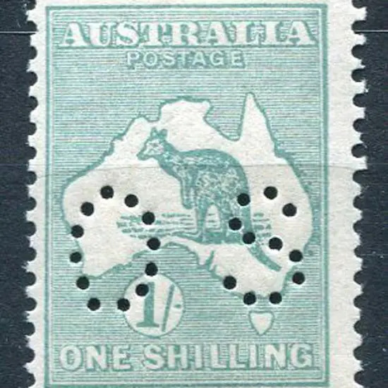 1915/28 1/- blue-green, 3rd wmk, Die II perfined ...