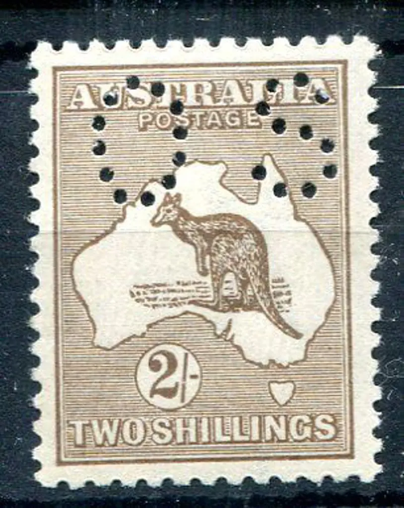 1915/28 2/- brown, 3rd wmk perfined "OS". Superb ... Image 1++