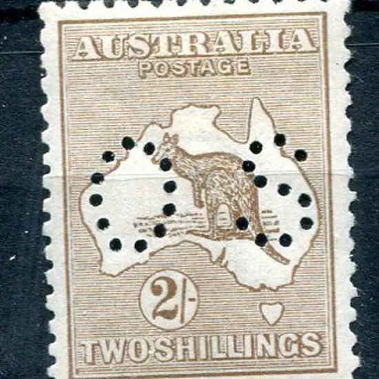 1915/28 2/- pale brown, 3rd wmk perfined "OS". MUH ...