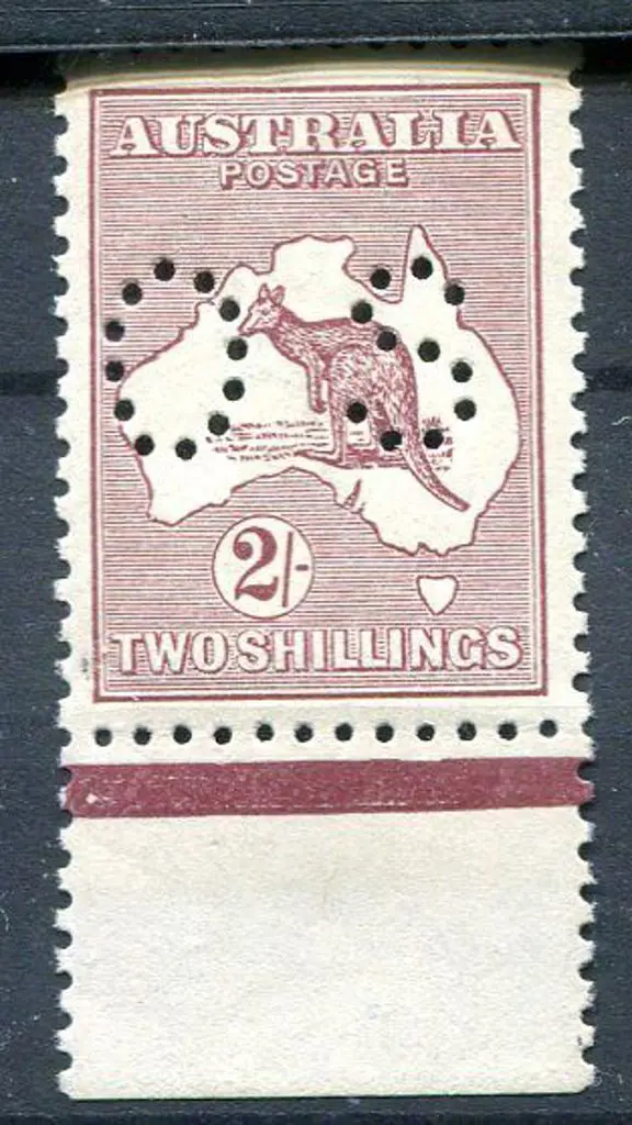 1915/28 2/- maroon, 3rd wmk perfined "OS". MUH, ... Image 1++