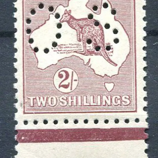 1915/28 2/- maroon, 3rd wmk perfined "OS". MUH, ...