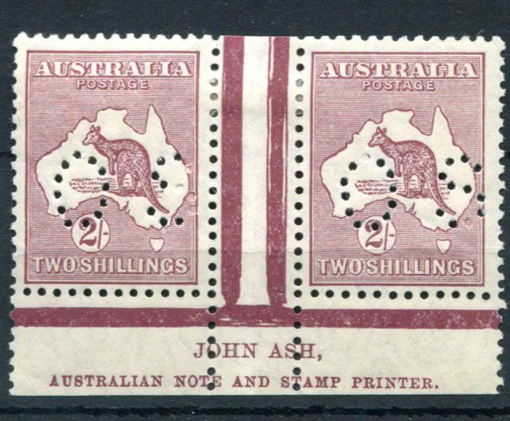 1929/30 2/- maroon, SMW John Ash imprint pair ... Image 1++