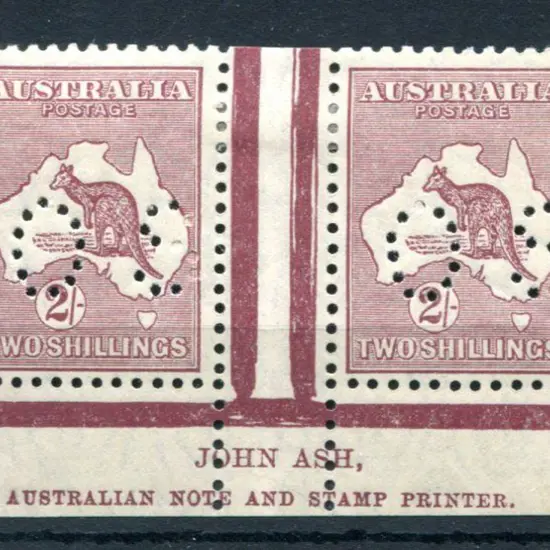 1929/30 2/- maroon, SMW John Ash imprint pair ...