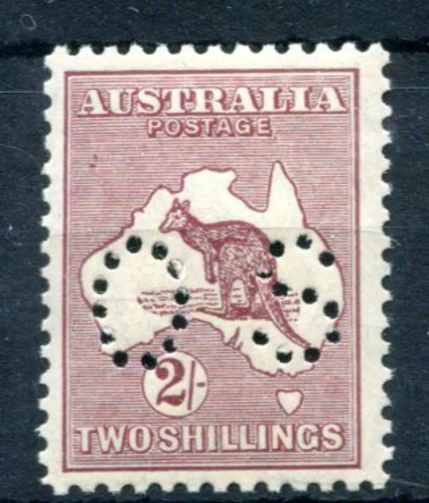 1929/30 2/- maroon, SMW & perfined "OS". Fine MUH. ... Image 1++