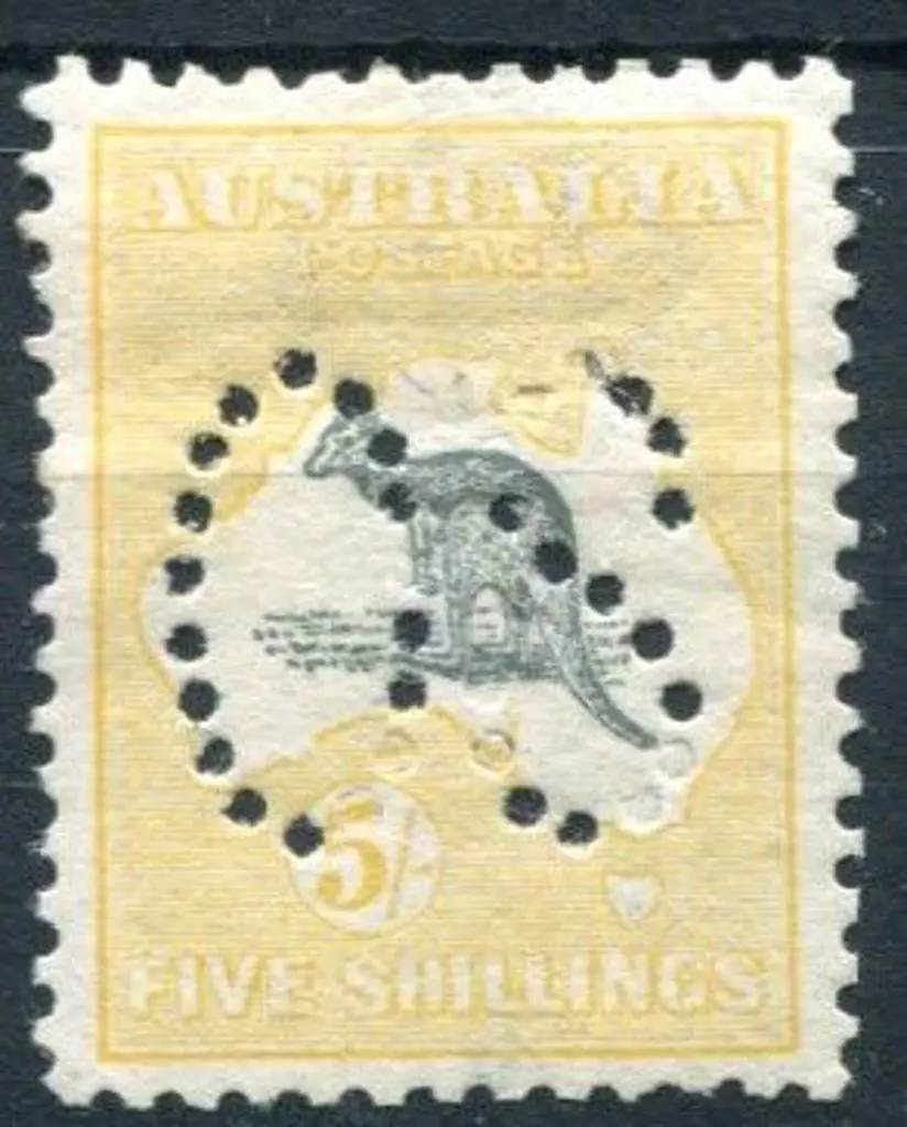 1913 5/- grey & chrome, 1st wmk perfined large ... Image 1++