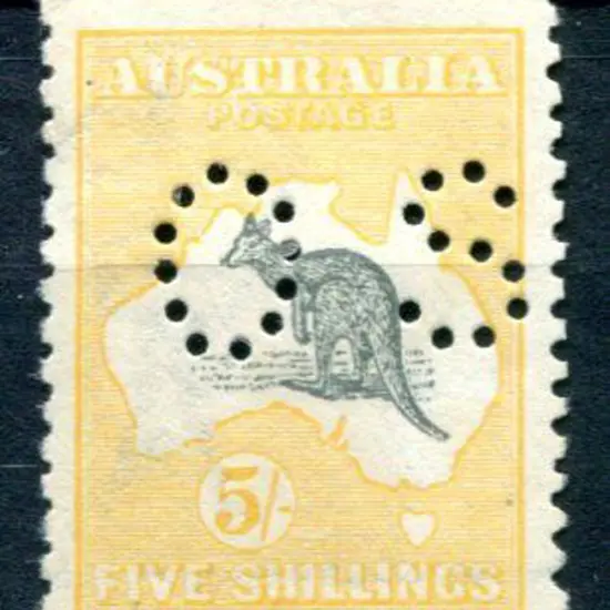 1915 5/- deep grey & chrome perfined small "OS". ...