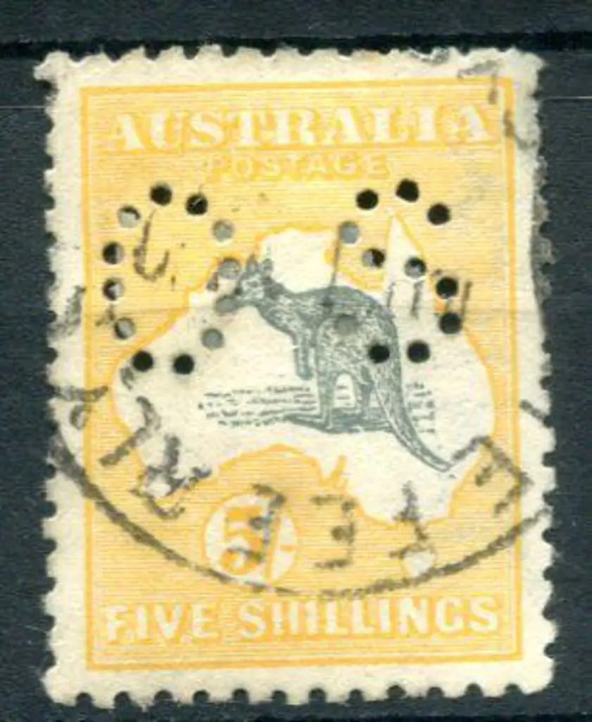 1915 5/- deep grey & chrome, 2nd wmk perfined ... Image 1++