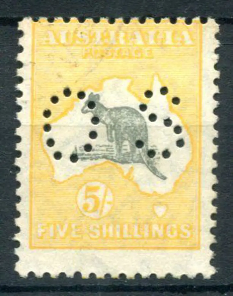 1929/30 5/- grey & bright yellow-orange, SMW with ... Image 1++