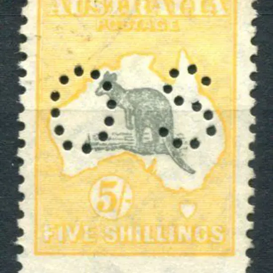 1929/30 5/- grey & bright yellow-orange, SMW with ...