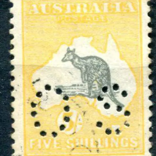 1915/28 5/- grey & deep yellow, 3rd wmk perfined ...