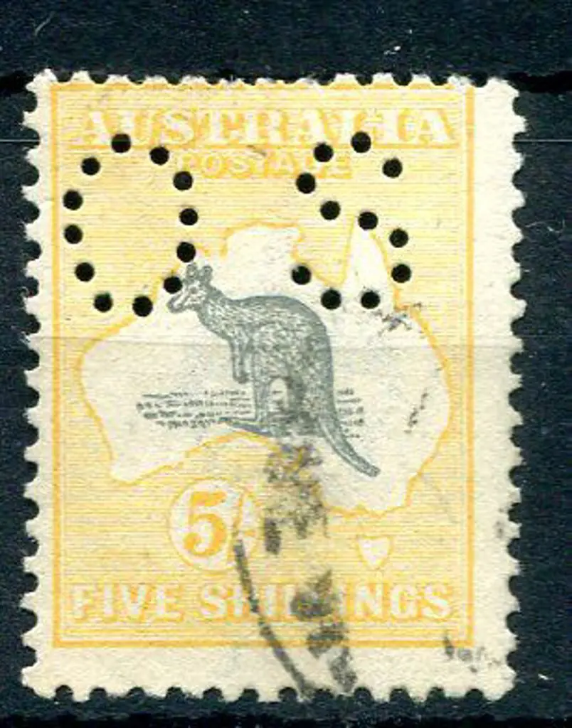1915/28 5/- grey black & chrome, 3rd wmk perfined ... Image 1++
