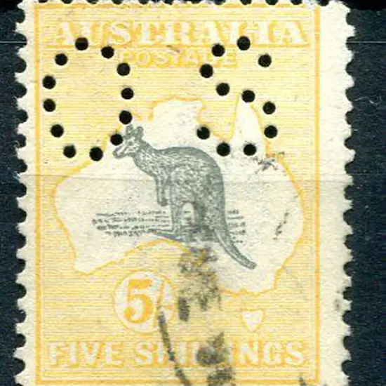 1915/28 5/- grey black & chrome, 3rd wmk perfined ...
