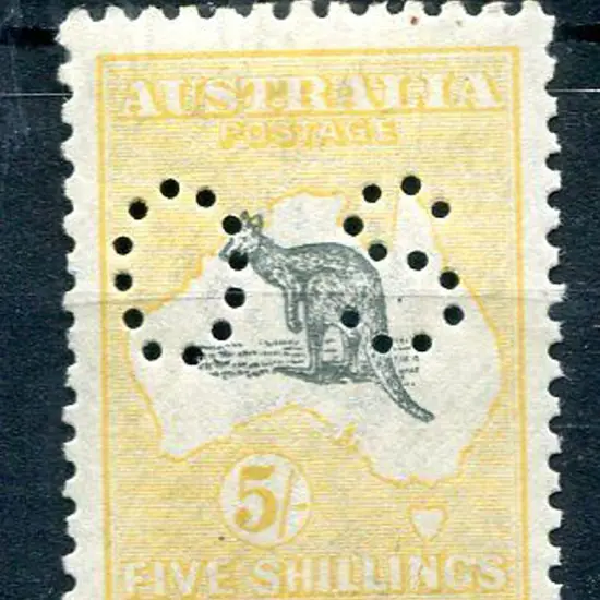 1915/28 5/- grey & pale yellow, 3rd wmk perfined ...