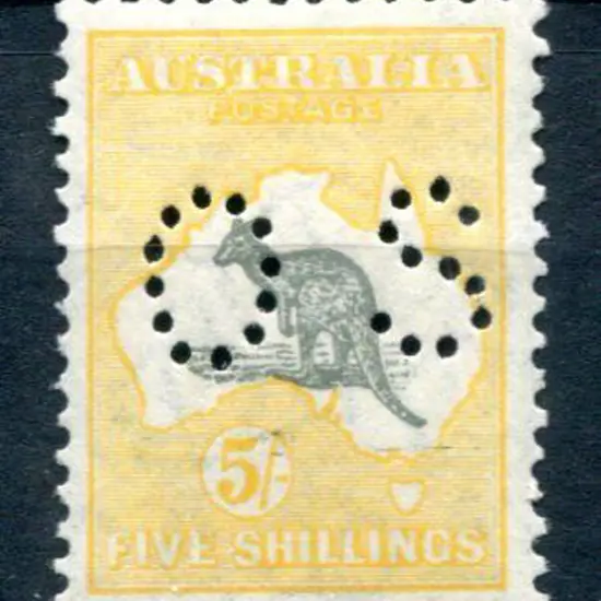 1929/30 5/- grey & yellow-orange, SMW perfined ...