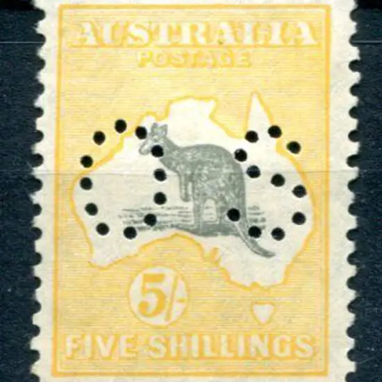 1929/30 5/- grey & yellow-orange, SMW perfined ...