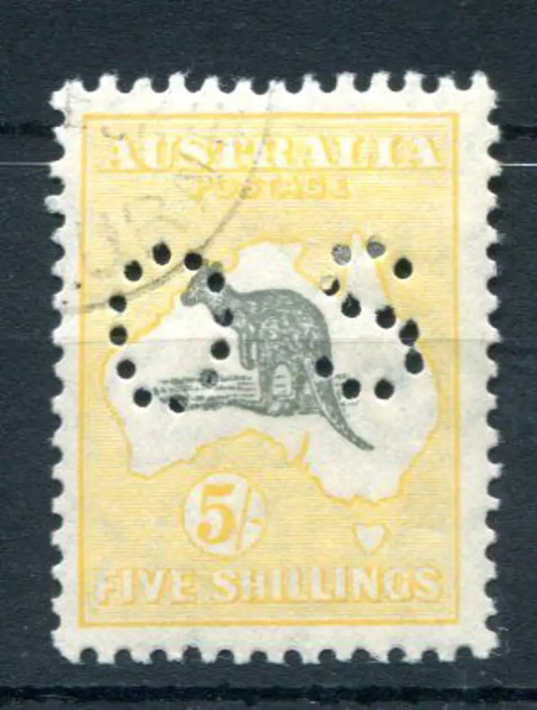 1929/30 5/- grey & yellow-orange, SMW with ... Image 1++