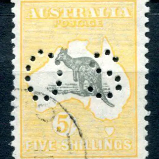 1929/30 5/- grey & yellow-orange with "broken ...
