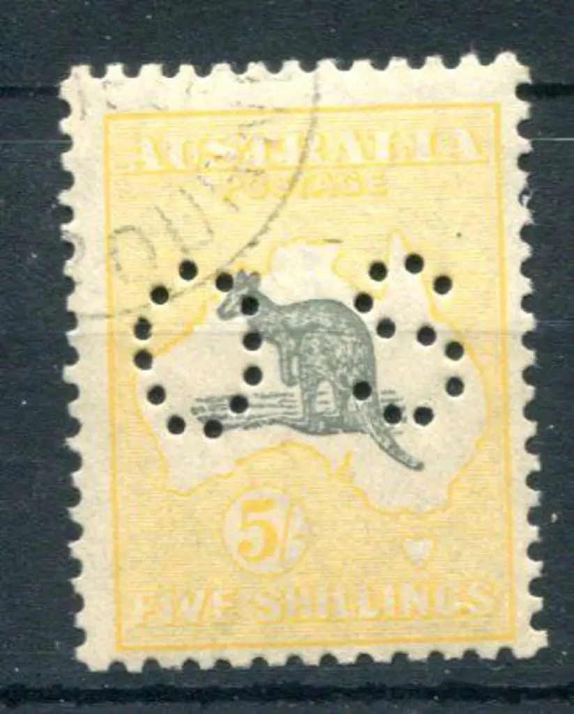 1929 5/- grey & yellow-orange, Sm Mult wmk ... Image 1++