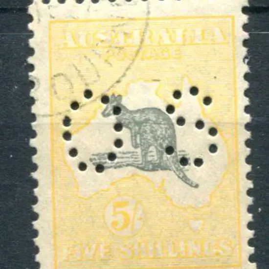 1929 5/- grey & yellow-orange, Sm Mult wmk ...