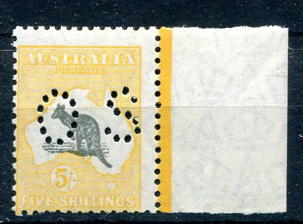 1929 5/- greyish-black & yellow-orange Sm Mult wmk ... Image 1++