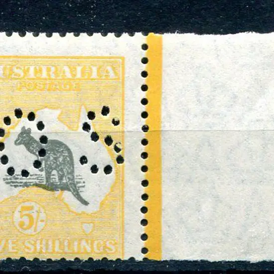 1929 5/- greyish-black & yellow-orange Sm Mult wmk ...