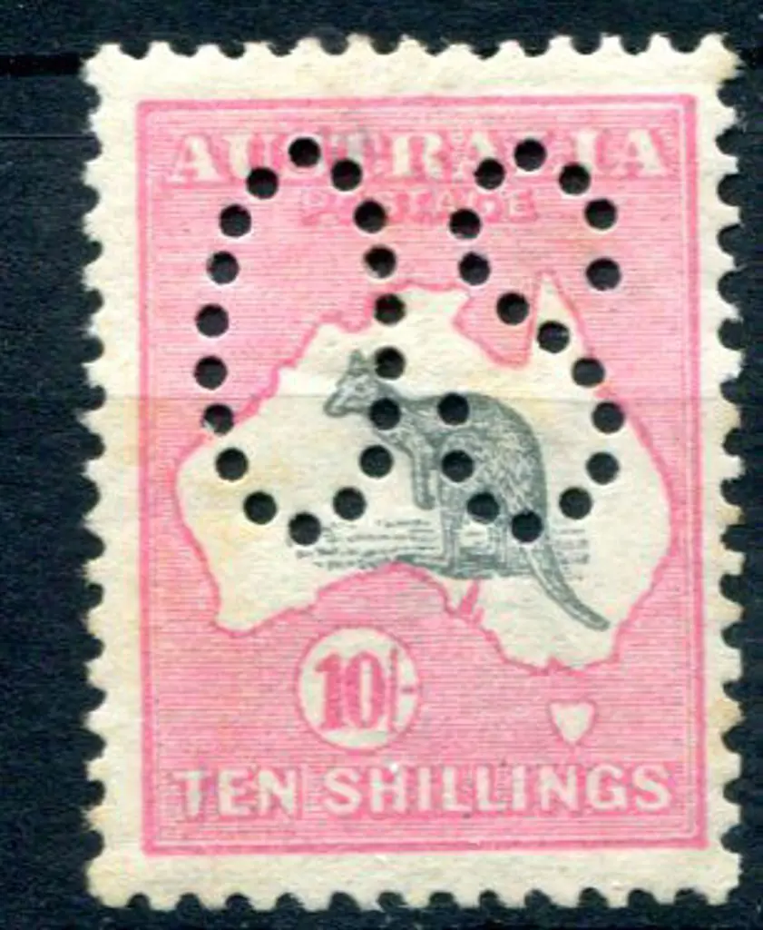 1913 10/- grey & pink, 1st wmk perfined large ... Image 1++