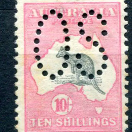 1913 10/- grey & pink, 1st wmk perfined large ...