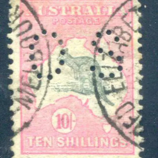 1913 10/- grey & pink, 1st wmk perfined small ...