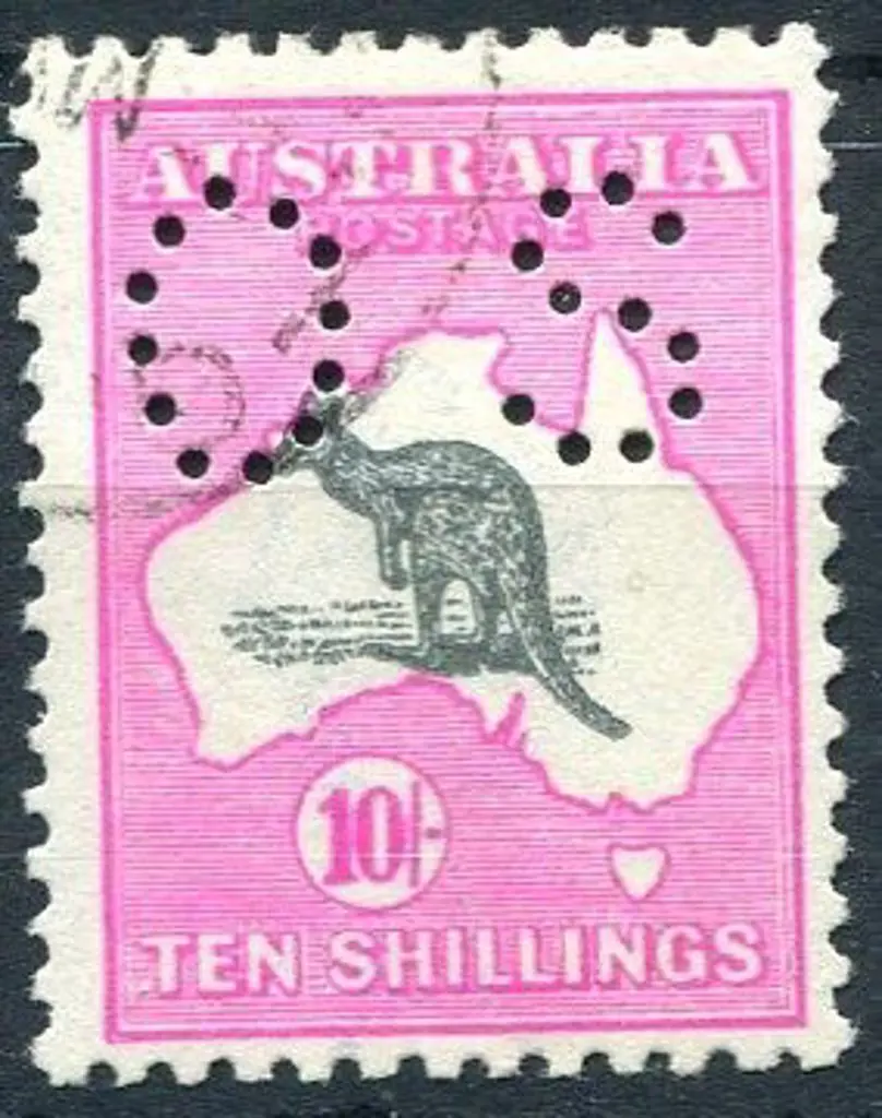 1918 10/- grey & deep aniline pink, 3rd wmk ... Image 1++