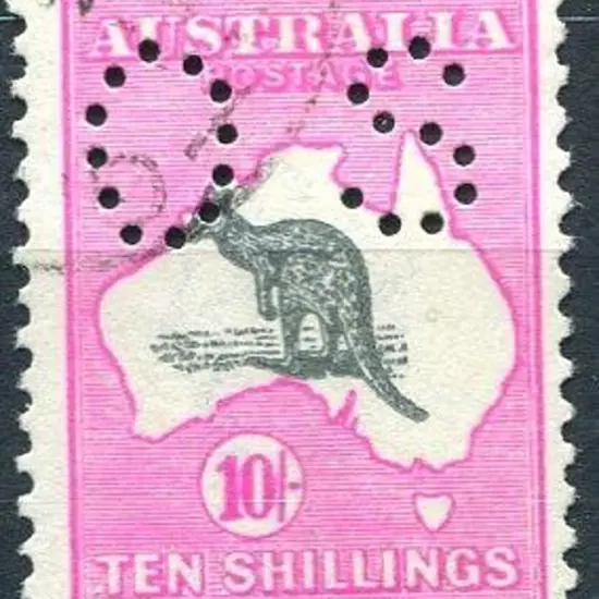1918 10/- grey & deep aniline pink, 3rd wmk ...