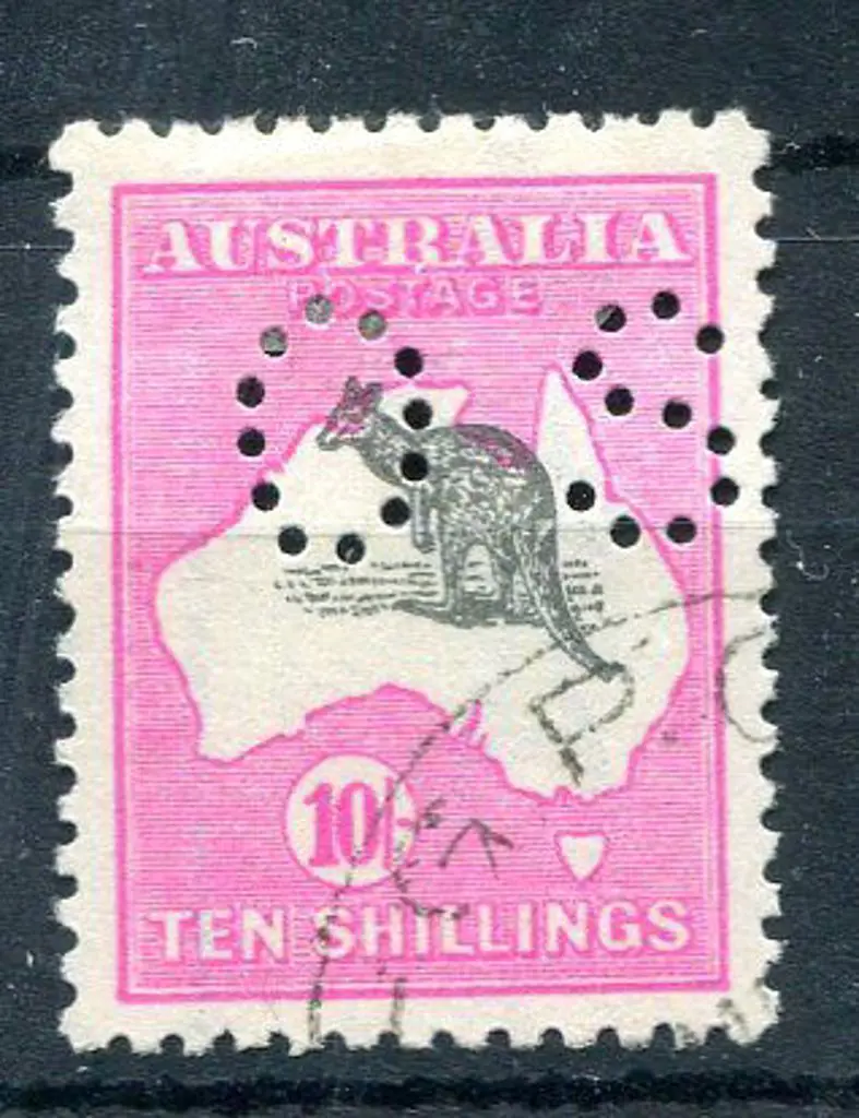 1915/28 10/- grey & deep aniline pink, 3rd wmk ... Image 1++