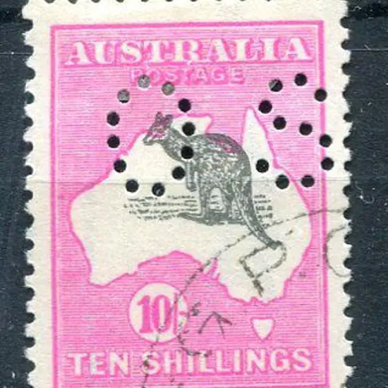 1915/28 10/- grey & deep aniline pink, 3rd wmk ...