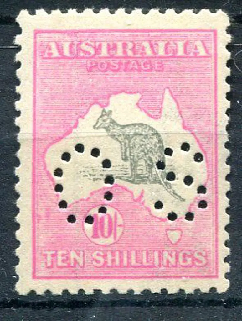 1915/28 10/- grey & deep aniline pink, 3rd wmk ... Image 1++