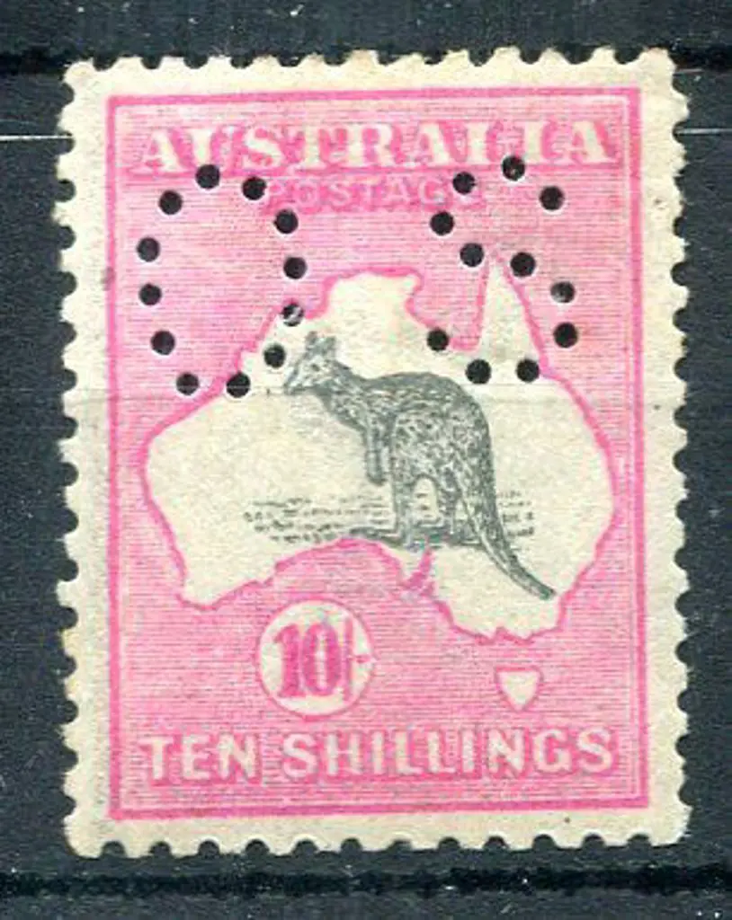 1915/28 10/- grey & pale aniline pink, 3rd wmk ... Image 1++