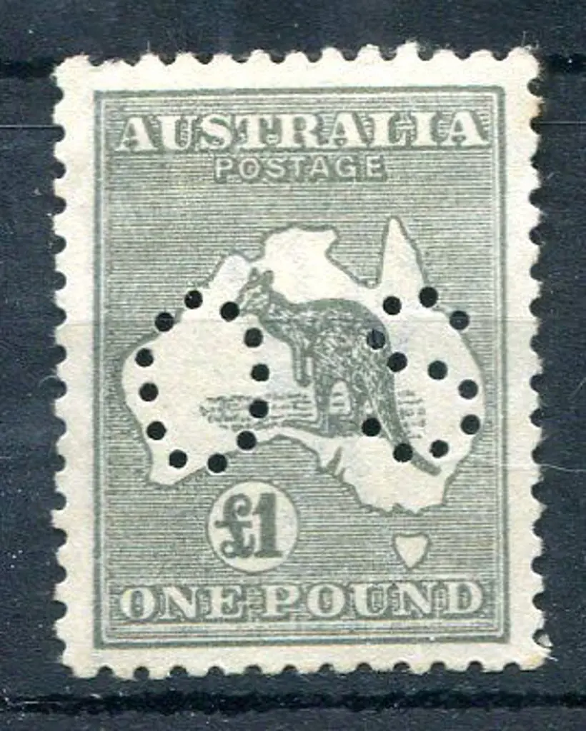 1915/28 £1 grey, 3rd wmk perfined "OS". Fine MLH ... Image 1++