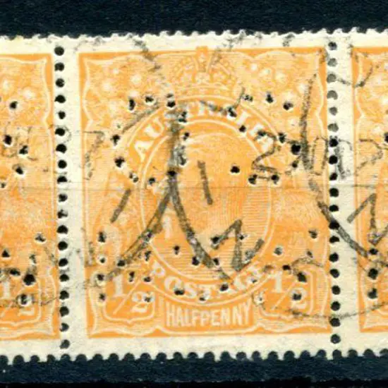1926/30 ½d pale orange, SMW perf. 14 strip of 3 ...